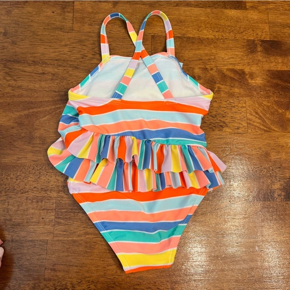 Cat & Jack orange multicolor striped swimsuit one piece size 3T - Picture 3 of 3